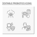 Probiotics line icons set