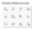 Probiotics line icons set