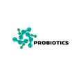 Probiotics logo. Bacteria logo. Concept of healthy nutrition ingredient for therapeutic purposes. Simple flat style trend modern l