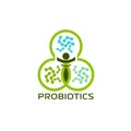 Probiotics logo. Bacteria logo. Concept of healthy nutrition ingredient for therapeutic purposes. Simple flat style trend modern l