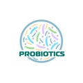 Probiotics logo. Bacteria logo. Concept of healthy nutrition ingredient for therapeutic purposes. Simple flat style trend modern l