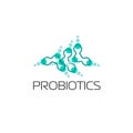 Probiotics logo. Bacteria logo. Concept of healthy nutrition ingredient for therapeutic purposes. Simple flat style trend modern l