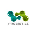 Probiotics logo. Bacteria logo. Concept of healthy nutrition ingredient for therapeutic purposes. Simple flat style trend modern l