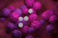 T-cells attack breast cancer cells - 3d illustration Royalty Free Stock Photo