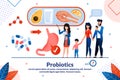 Probiotics Medicines Treatment Flat Vector Banner Royalty Free Stock Photo