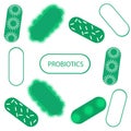 Probiotics symbol and symbolic medical illustration of the intestinal bacterial flora Royalty Free Stock Photo