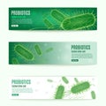 Probiotics Vector Horizontal Green Web Banners Set