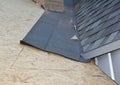 Problem Areas for House Asphalt Shingles Corner Waterproofing. Roofing Construction. Roof Renovation with Asphalt Shingles