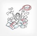 Problem with bills concept vector illustration yelling for help man