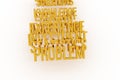 Problem, business conceptual golden 3D words. Communication, text, web & artwork.