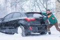 Problem with a car, snow collapse Royalty Free Stock Photo