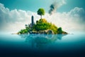 The problem of ecology and environmental pollution. The smoke of the power plant rising from the chimney into the sky causes the