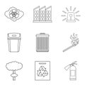 Problem with ecology icons set, outline style Royalty Free Stock Photo