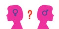 Problem of gender choice for a person in modern society. Silhouette profile girl baby child. Multicultural multi-gender society.