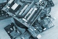 The problem of modern-electronic junk, motherboards, disks and o Royalty Free Stock Photo