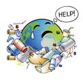 The problem of pollution of the planet. Space debris. The garbage, plastic, bags on the planet. The concept of ecology and the