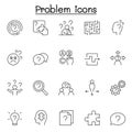 Problem & Question icons set in thin line style Royalty Free Stock Photo