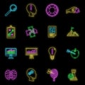 Problem solution icon set vector neon Royalty Free Stock Photo