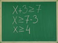 Inequalities in mathematics are written on the school board