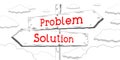 Problem, solution - outline signpost with two arrows Royalty Free Stock Photo