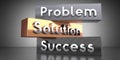 Problem, solution, success - words on metal blocks Royalty Free Stock Photo