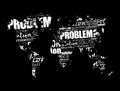 Problem solving aid word cloud in shape of world map, business concept background Royalty Free Stock Photo