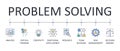 Problem solving banner. Editable stroke icons. Team building emotional intelligence risk management decision making. Creativity Royalty Free Stock Photo