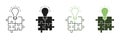 Problem Solving, Business Innovation Icon. Jigsaw with Light Bulb Line and Silhouette Icon Set. Puzzle and Lightbulb