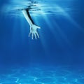 Problem solving concept. Giving helping hand underwater Royalty Free Stock Photo