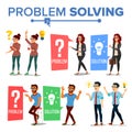 Problem Solving Concept Vector. Thinking Man And Woman. Question Mark, Light Bulb. Creative Project Idea. Issue, Trouble Royalty Free Stock Photo