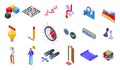 Problem solving icons set, isometric style