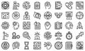 Problem solving icons set, outline style