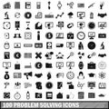 100 problem solving icons set, simple style Royalty Free Stock Photo