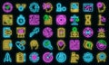 Problem solving icons set vector neon