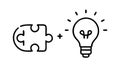 Problem Solving Idea Icon Vector with Puzzle and Lightbulb, vector design Generative AI Royalty Free Stock Photo