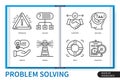 Problem solving infographics linear icons collection