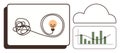 Problem Solving, Data Analysis, and Innovation Concept with Lightbulb, Cloud, and Graph Elements Royalty Free Stock Photo