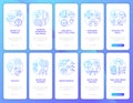 Problem solving navy onboarding mobile app page screen with concepts set Royalty Free Stock Photo