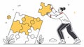 Problem Solving, Person Completing Puzzle, Teamwork, vector design Generative AI Royalty Free Stock Photo