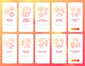 Problem solving red onboarding mobile app page screen with concepts set Royalty Free Stock Photo