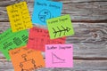 Problem solving root cause analysis tools and methods concept. Colorful sticky note infographic Royalty Free Stock Photo