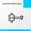 Problem solving and Solution Icon Concept. Piece of puzzle is a Key. 64x64 vector line icon style Royalty Free Stock Photo