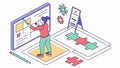 Problem Solving and Strategy, Collaborative Puzzle, Teamwork, vector design Generative AI Royalty Free Stock Photo