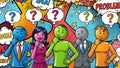 Problem Solving Team Thinking, Ideas, Questions, Pop Art Royalty Free Stock Photo