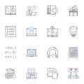 Problem-solving-troubleshooting line icons collection. Analyze, Evaluate, Assess, Solve, Diagnose, Triage, Investigate