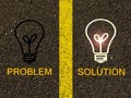 Problem versus Solution can word on scale