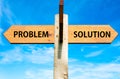 Problem versus Solution messages, Problems solving conceptual image Royalty Free Stock Photo