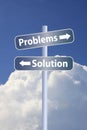 Problem vs solution ahead road sign Royalty Free Stock Photo