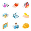 Problem at work icons set, isometric style