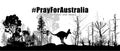Problems forest fire in Australia. Silhouette of a kangaroo with a fertile and arid tree. Pray For Australia. Royalty Free Stock Photo